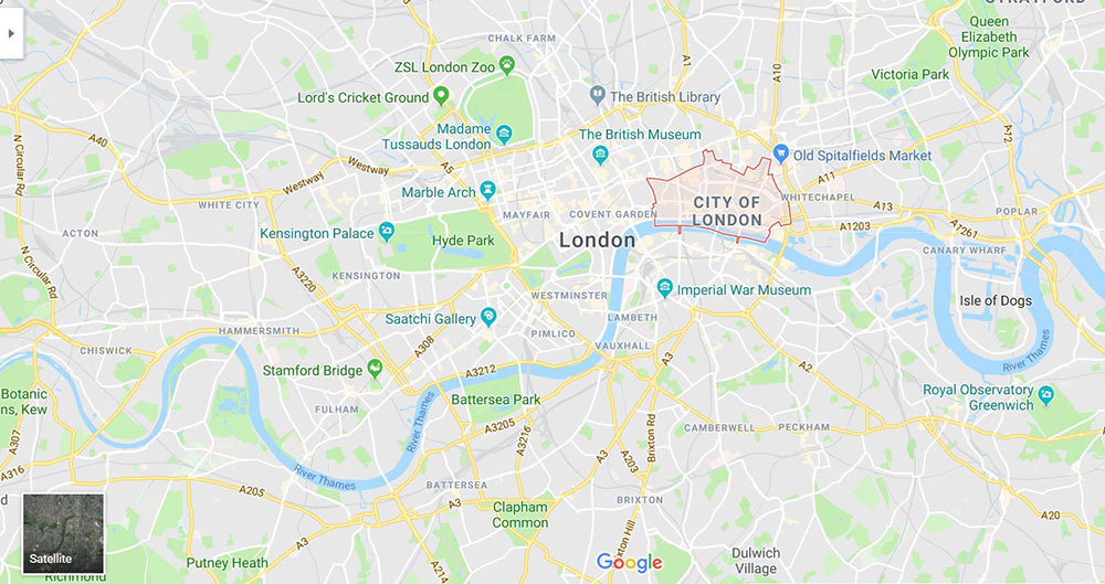 Map showing our location in London